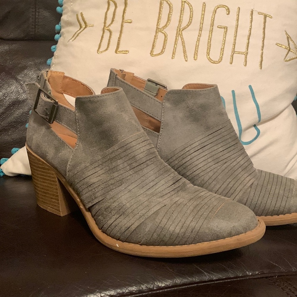 Maurices booties Solid stack heel, back zipper and adjustable buckles.